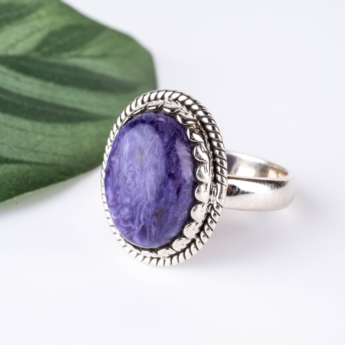 Charoite Ring 18x14mm Size 9.5 - InnerVision Crystals