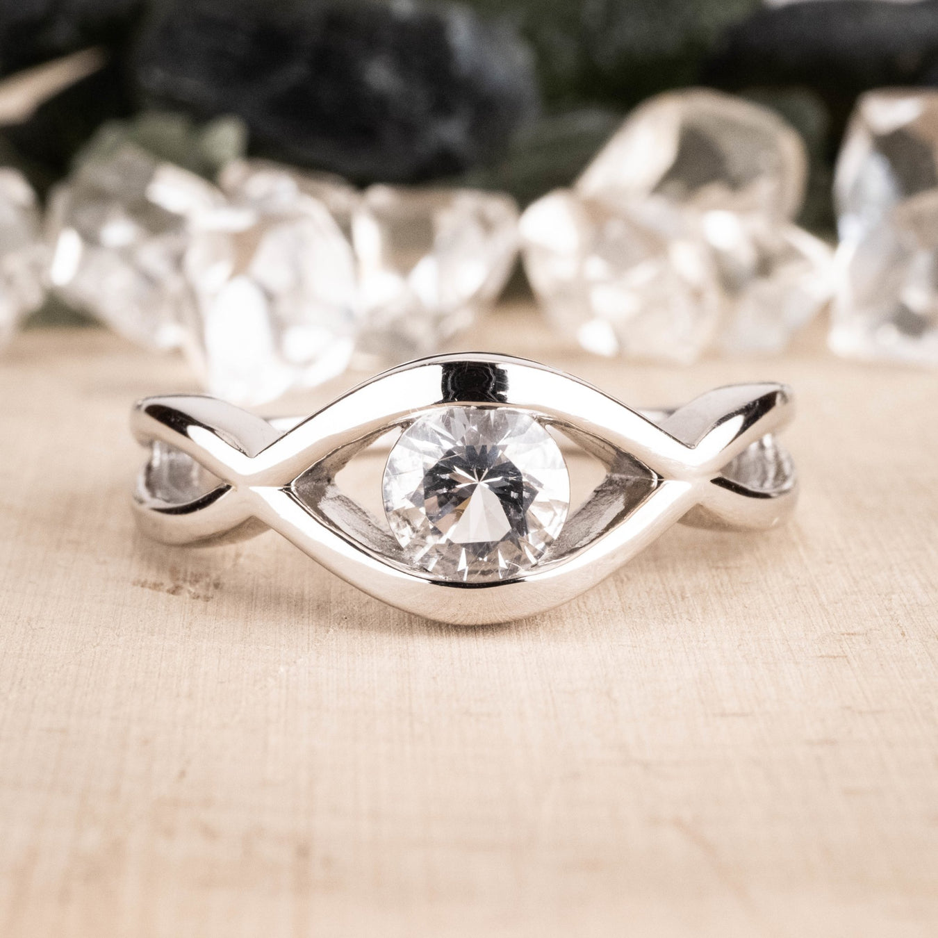 Herkimer Diamond Quartz Ring 6mm Gemstone NEW DESIGN 2022 - InnerVision Crystals
