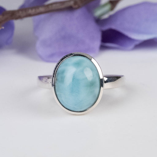 Larimar Ring 11x9mm Size 5 - InnerVision Crystals