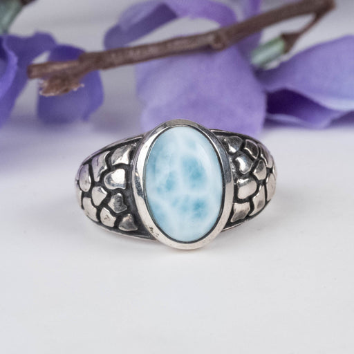 Larimar Ring 12x8mm Size 9 - InnerVision Crystals