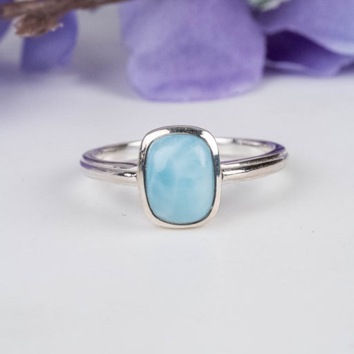Larimar Ring 8x6mm Size 7 - InnerVision Crystals