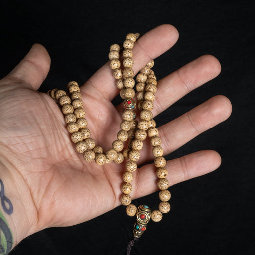 Lotus Seed 7mm with Guru 108 Bead Mala Prayer Beads - InnerVision Crystals