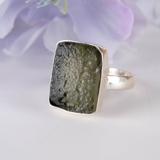 Moldavite Ring 15x11mm Size 6.5 - InnerVision Crystals