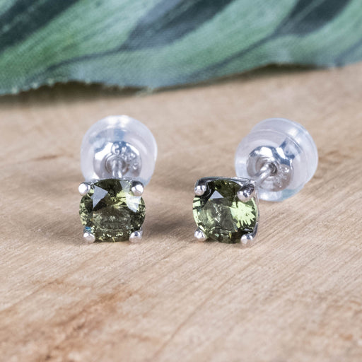 Moldavite Stud Earrings 5mm .925 Silver - InnerVision Crystals