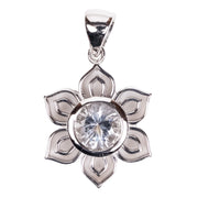 Lotus Pendant | Herkimer Diamond Quartz (NY) .925 Silver - InnerVision Crystals