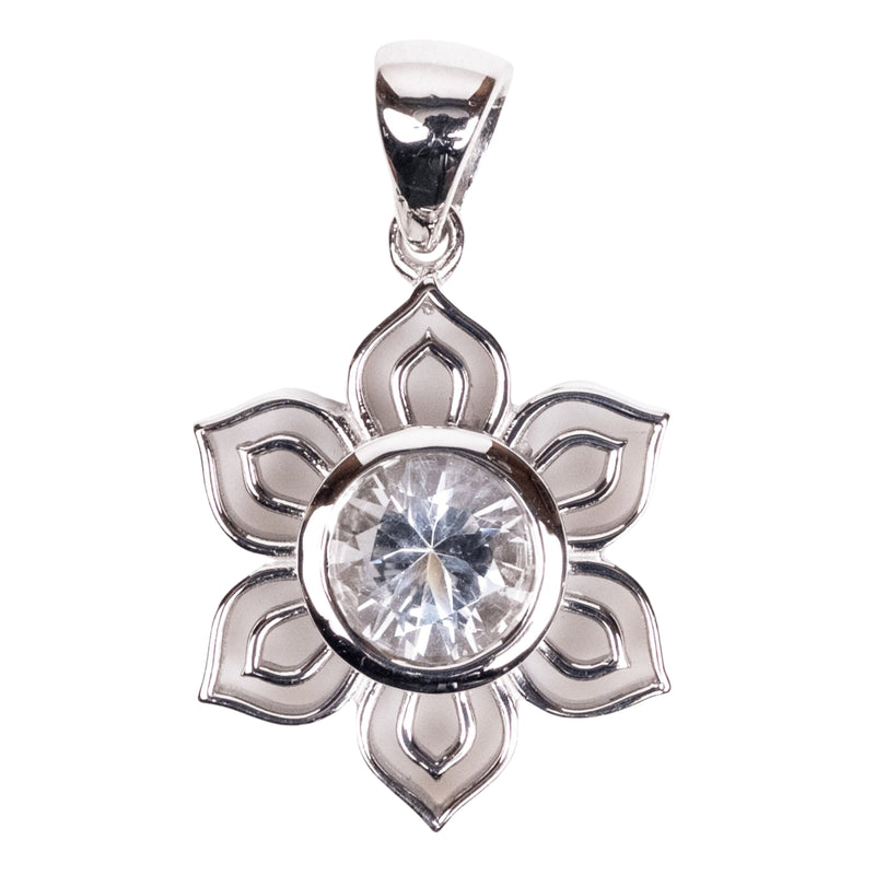 Lotus Pendant | Herkimer Diamond Quartz (NY) .925 Silver - InnerVision Crystals