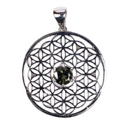 Flower of Life Pendant | Moldavite Gemstone .925 Silver - InnerVision Crystals