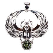 Scarab Pendant | Moldavite Gemstone .925 Silver - InnerVision Crystals