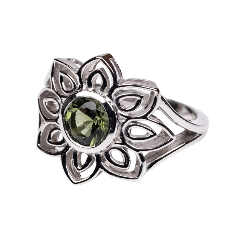 Lotus Ring | Moldavite Gemstone .925 Silver