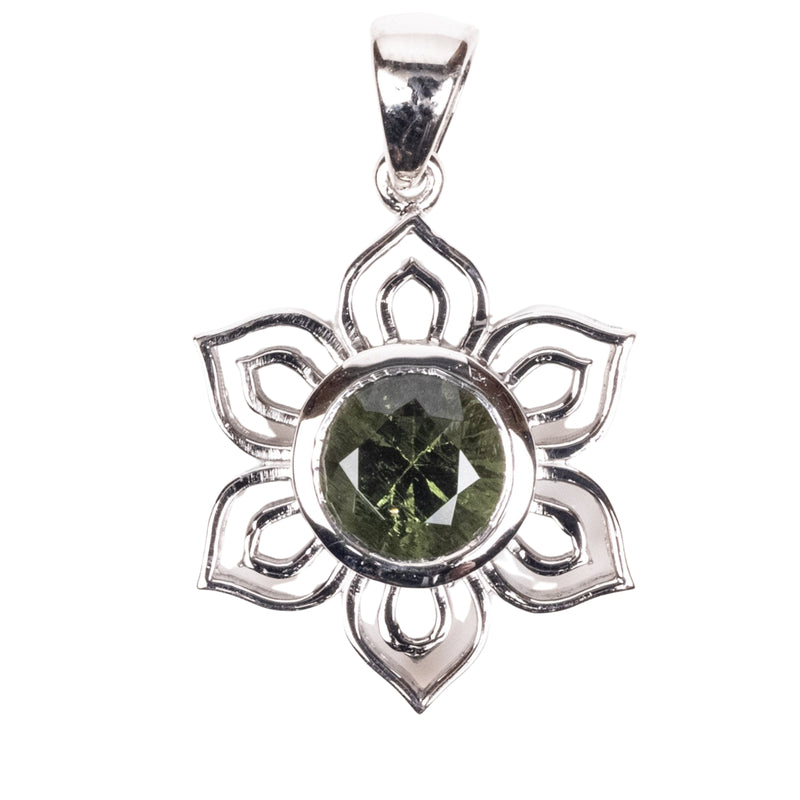Lotus Pendant | Moldavite Gemstone .925 Silver - InnerVision Crystals