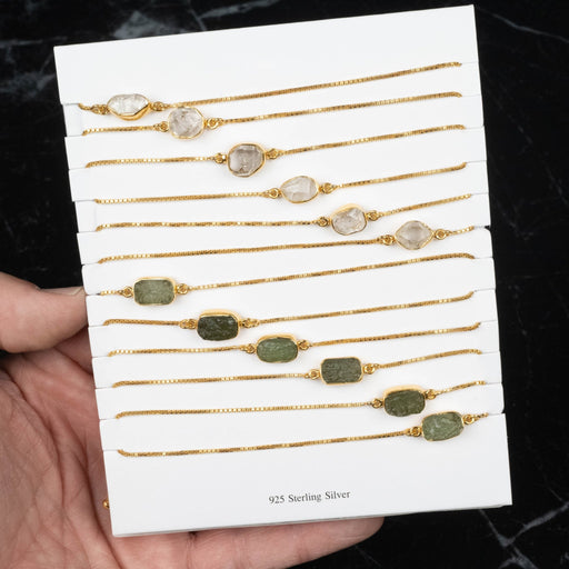 8" Adjustable Bracelet .925 Siver + 18K Gold | Choose Stone - InnerVision Crystals