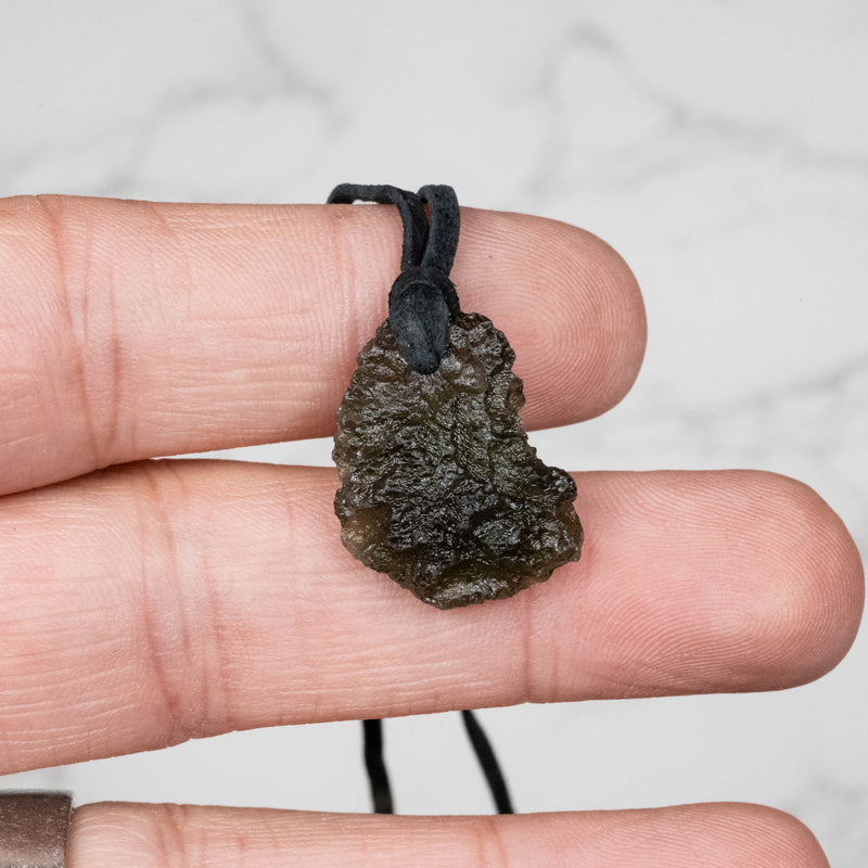Moldavite Pendant on Cord 2.9 g 24x17mm B+ - InnerVision Crystals