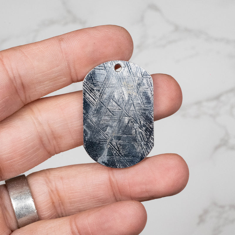 Muonionalusta Meteorite Dog Tag Pendant 25.70 g 39x25mm - InnerVision Crystals