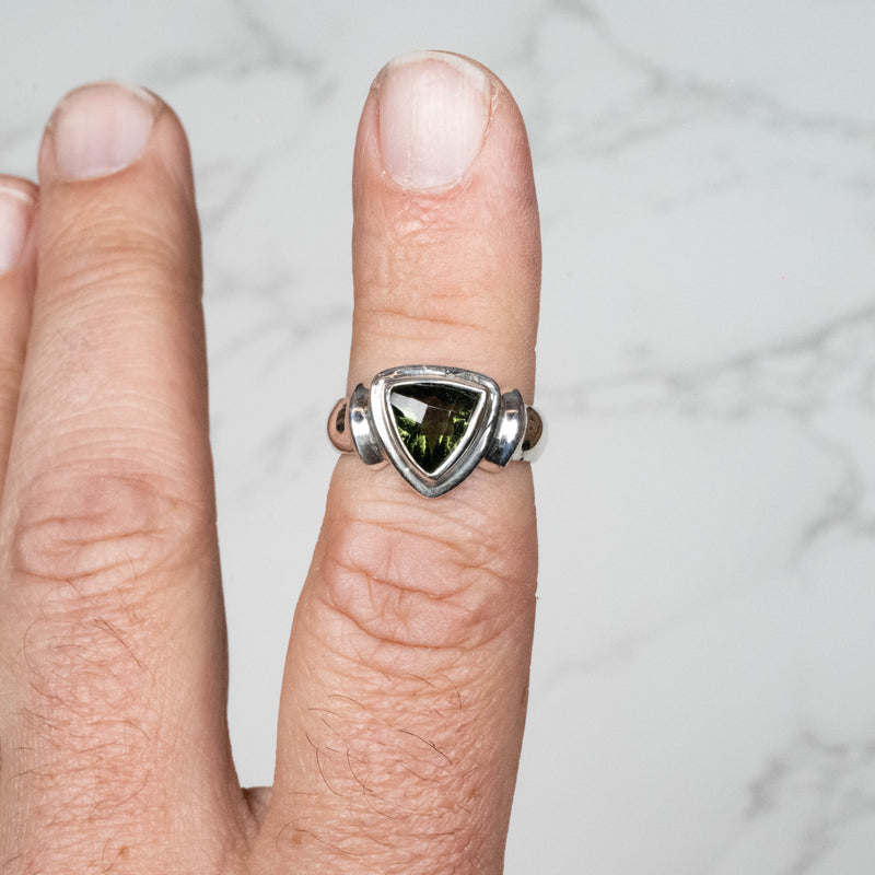Moldavite Gemstone Ring 9mm Size 7 .925 - InnerVision Crystals