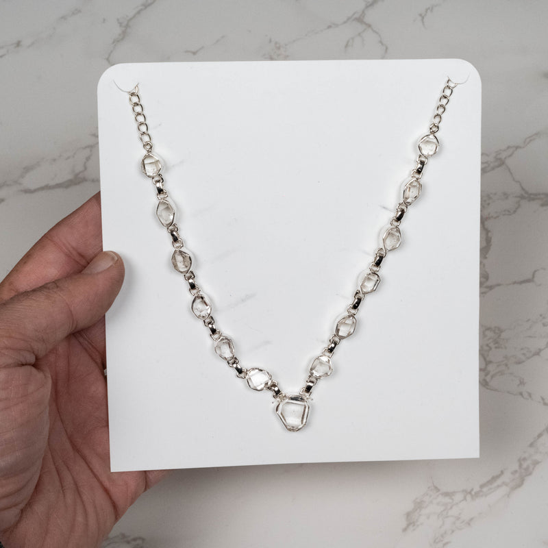 Herkimer Diamond Quartz Necklace 18" Adjustable .925 - InnerVision Crystals