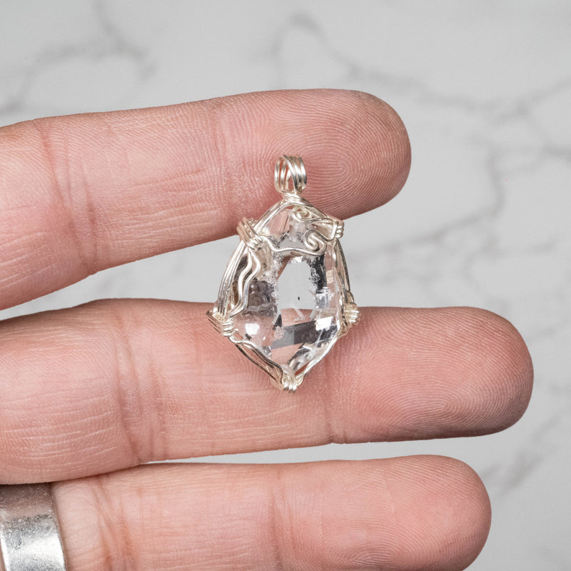 Herkimer Diamond Crystal Wire Wrap 31x20mm .925 - InnerVision Crystals