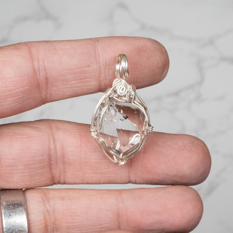 Herkimer Diamond Crystal Wire Wrap 37x21mm .925 - InnerVision Crystals