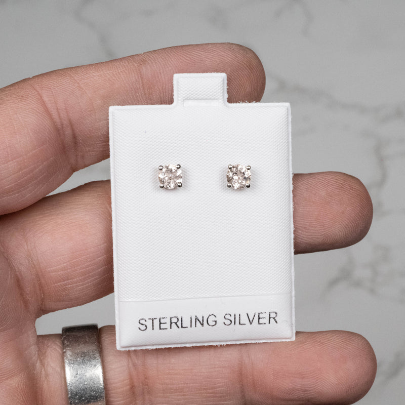 Morganite Earrings 5mm .925 - InnerVision Crystals