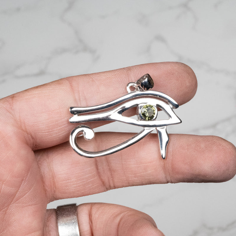 Moldavite Eye of Ra Pendant 6mm .925 - InnerVision Crystals