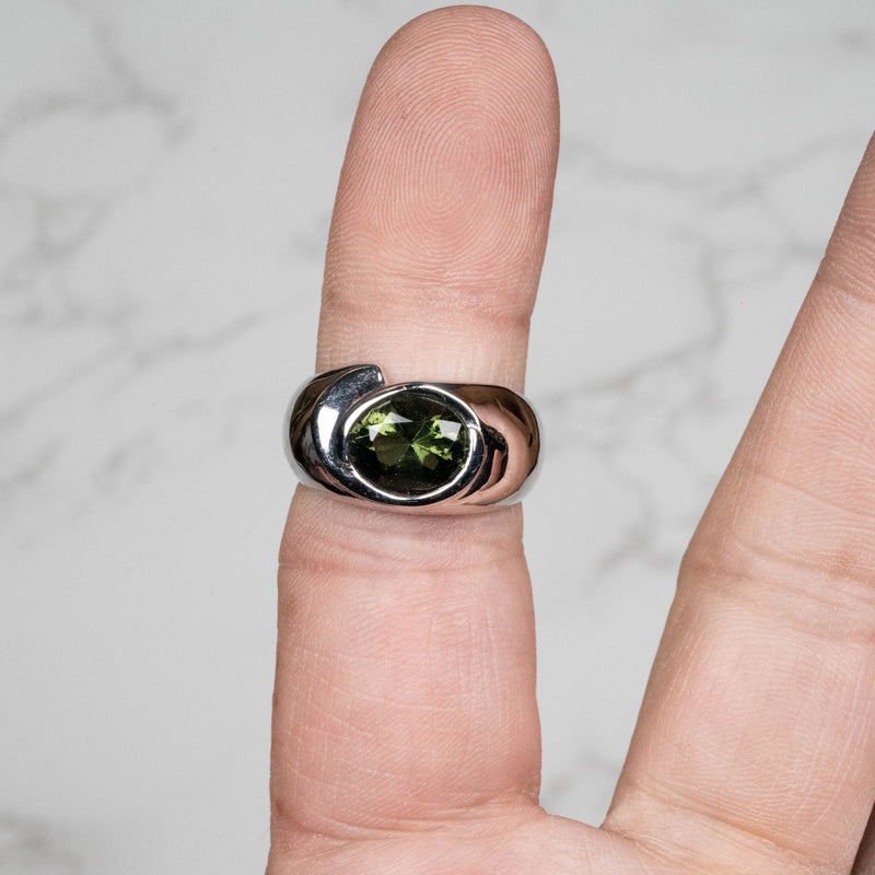 Moldavite Ring 10x8mm Size 8 .925 - InnerVision Crystals