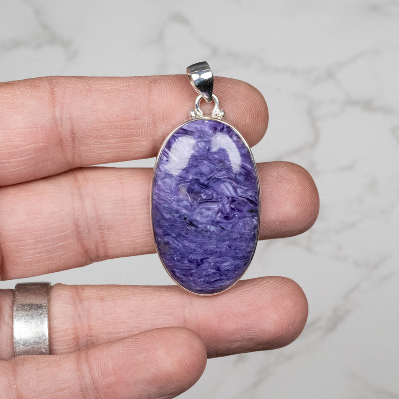 Charoite Pendant 40x25mm .925 - InnerVision Crystals
