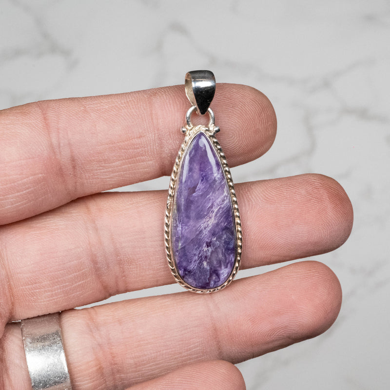 Charoite Pendant 34x16mm .925 - InnerVision Crystals