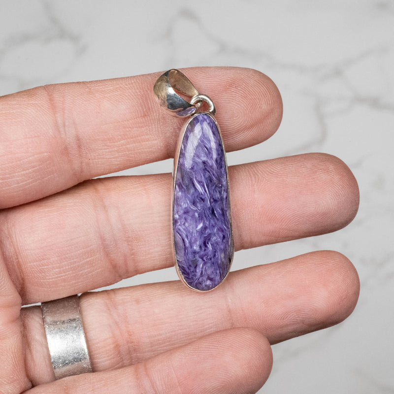 Charoite Pendant 37x13mm .925 - InnerVision Crystals
