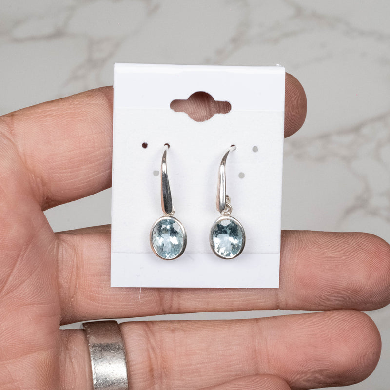 Aquamarine Dangle Earrings 8x6mm .925 - InnerVision Crystals