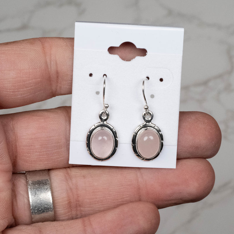 Rose Quartz Dangle Earrings 10x8mm .925 - InnerVision Crystals