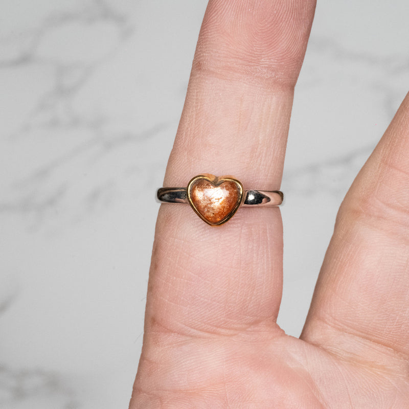 Sunstone Ring 7mm .925 + Brass - InnerVision Crystals