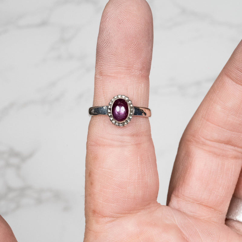 Star Ruby Ring 7x5mm Size 8 .925 - InnerVision Crystals