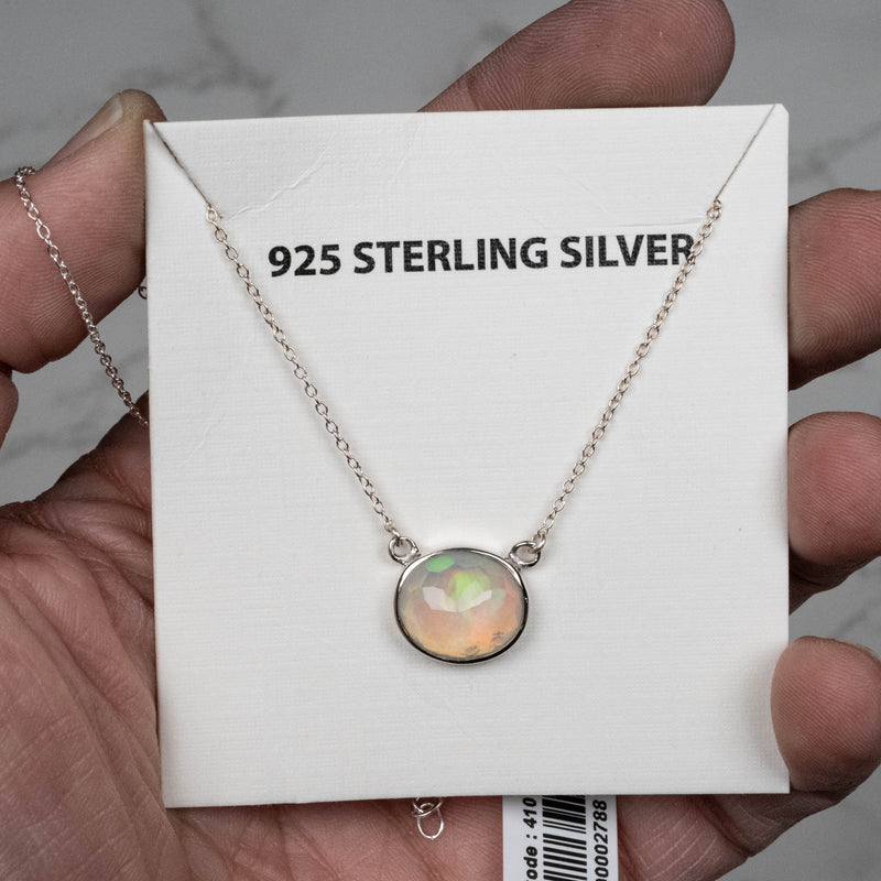 Ethiopian Opal Pendant 14x12mm 18" .925 - InnerVision Crystals