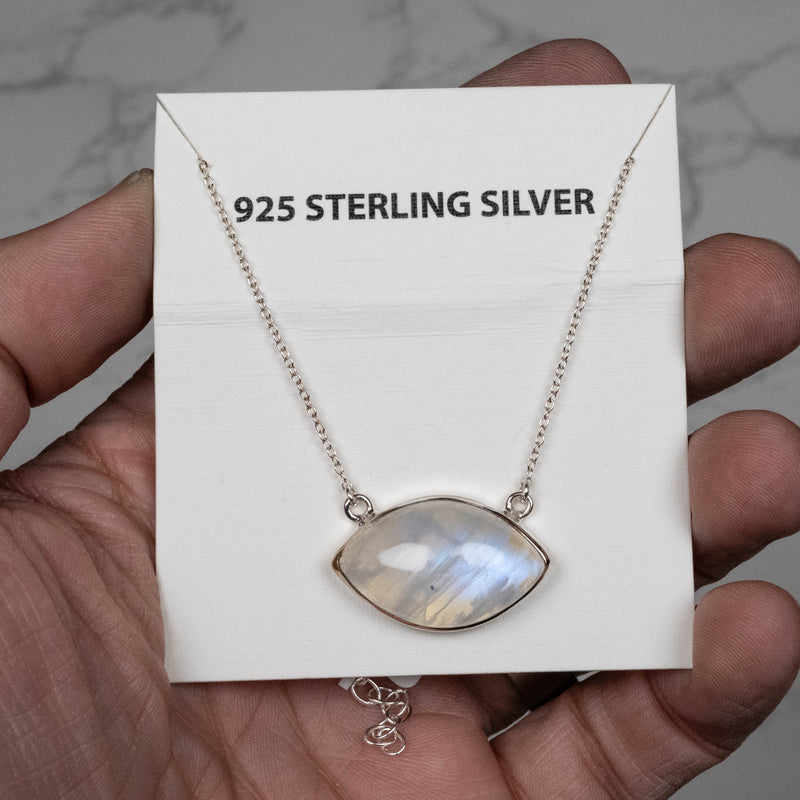 Moonstone Pendant 26x16mm 18" .925 - InnerVision Crystals