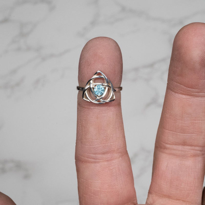 Blue Apatite Ring 4mm Size 5.5 .925 - InnerVision Crystals