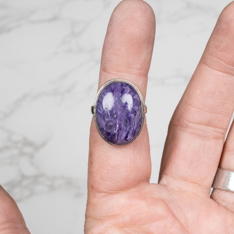 Charoite Ring 24x18mm Size 9 .925 - InnerVision Crystals