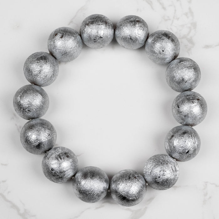 Muonionalusta Meteorite 16mm Bead Bracelet 7.5"