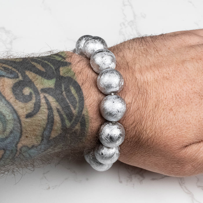 Muonionalusta Meteorite 16mm Bead Bracelet 7.5"