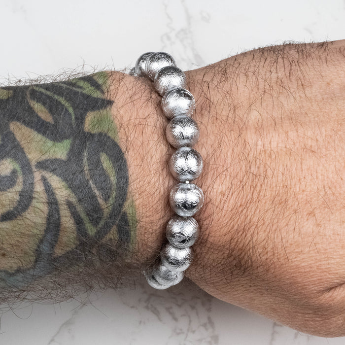 Muonionalusta Meteorite 10mm Bead Bracelet 7.5"