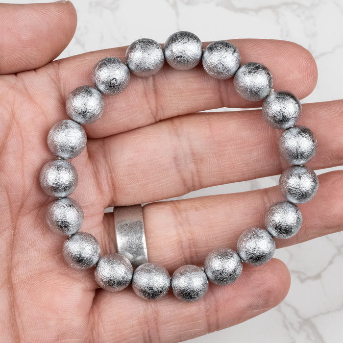 Muonionalusta Meteorite 10mm Bead Bracelet 7.5"