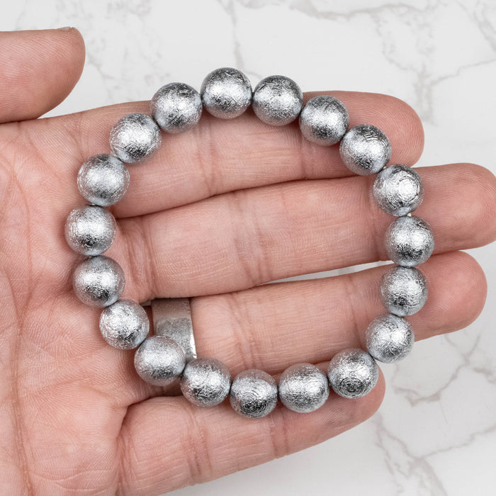 Muonionalusta Meteorite 10mm Bead Bracelet 7.5"