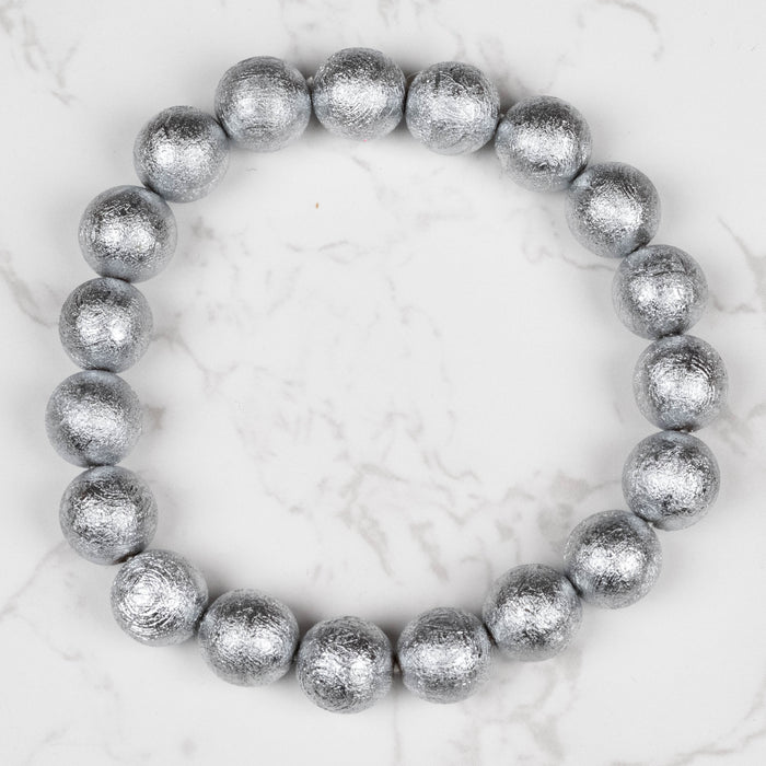 Muonionalusta Meteorite 10mm Bead Bracelet 7.5"