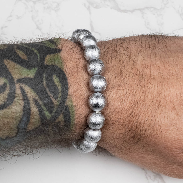 Muonionalusta Meteorite 10mm Bead Bracelet 7.5"