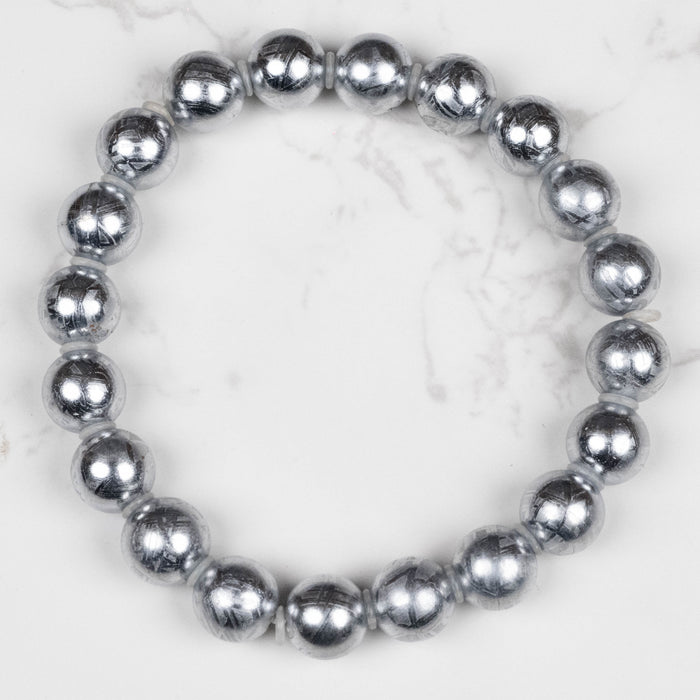 Muonionalusta Meteorite 9mm Bead Bracelet 7.5"