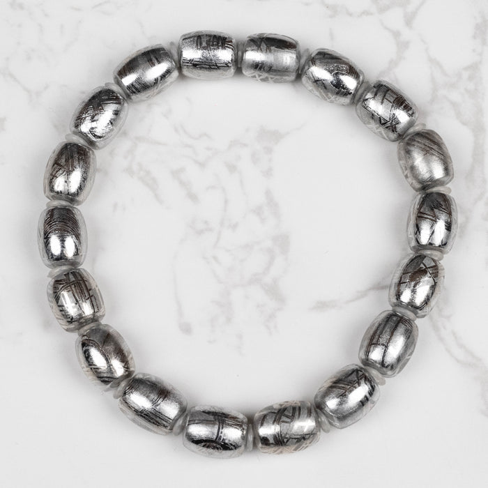 Muonionalusta Meteorite 10x8mm Bead Bracelet 7.5"