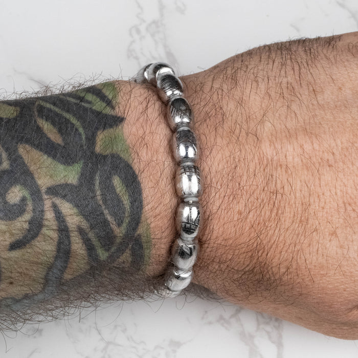 Muonionalusta Meteorite 10x8mm Bead Bracelet 7.5"