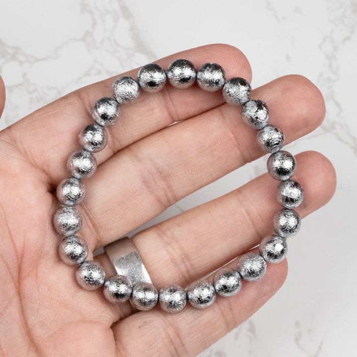 Muonionalusta Meteorite 8mm Bead Bracelet 7.5"