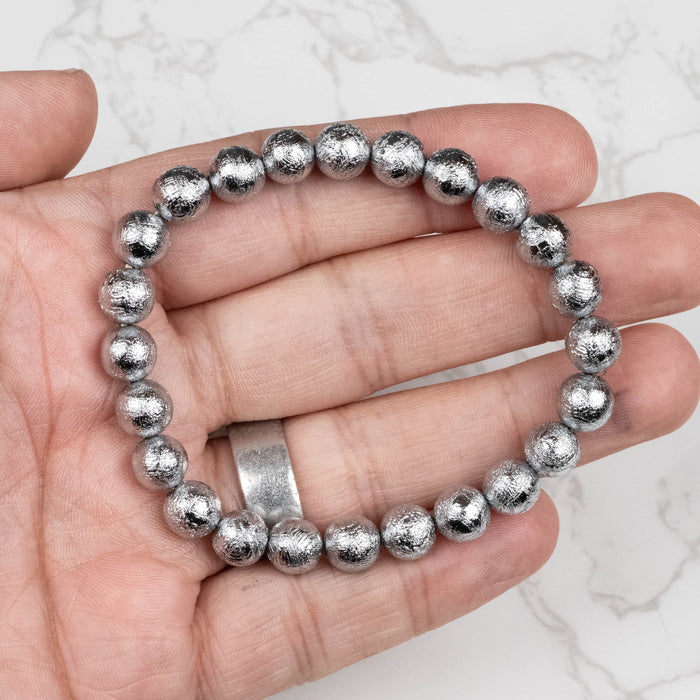 Muonionalusta Meteorite 8mm Bead Bracelet 7.5"