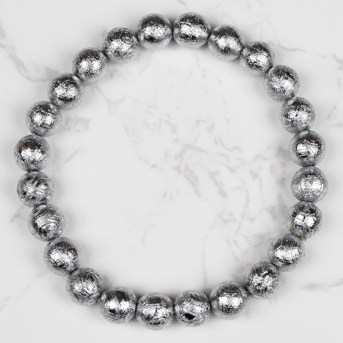 Muonionalusta Meteorite 8mm Bead Bracelet 7.5"