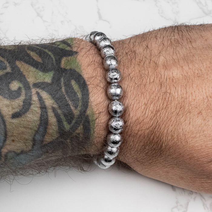 Muonionalusta Meteorite 8mm Bead Bracelet 7.5"