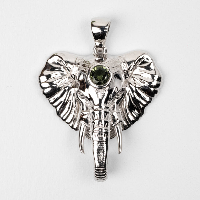 Elephant Head Moldavite Pendant .925 Silver